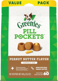 GREENIES PILL POCKETS for Dogs Capsule Size Natural Soft Dog Treats with Real Peanut Butter